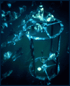 A vertical stack of bi-directional current meters in 8 m water depth.